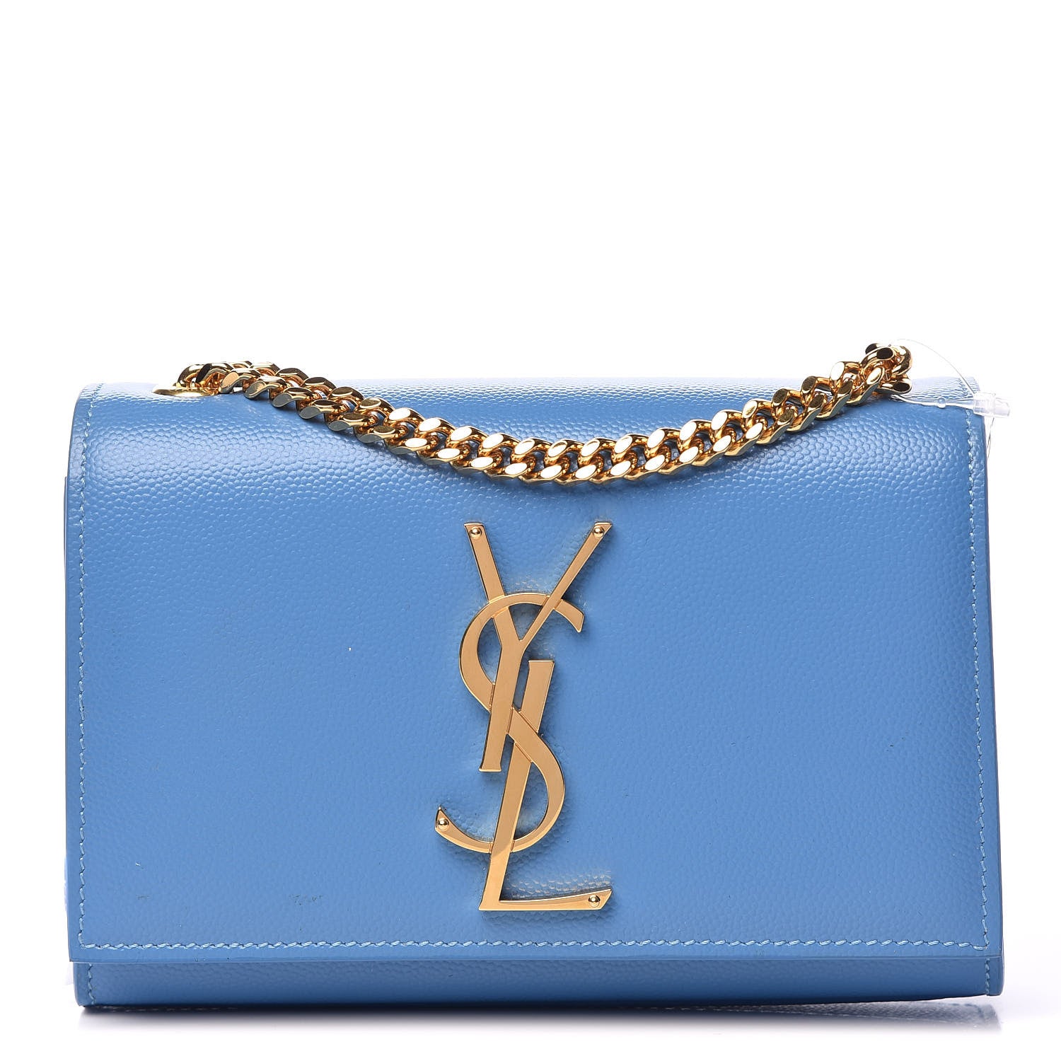 Saint Laurent Grain De Poudre Small Classic Monogram Kate Satchel Blue Clair 1 of 10