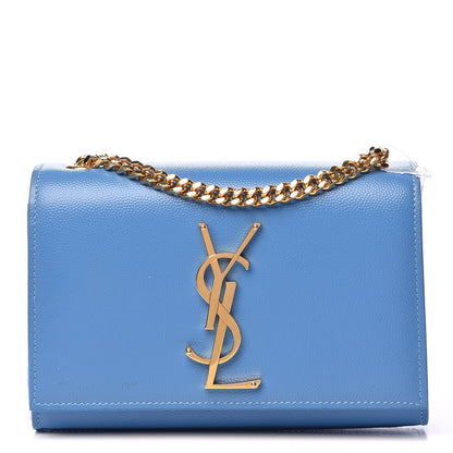 Saint Laurent Grain De Poudre Small Classic Monogram Kate Satchel Blue Clair 1 of 10