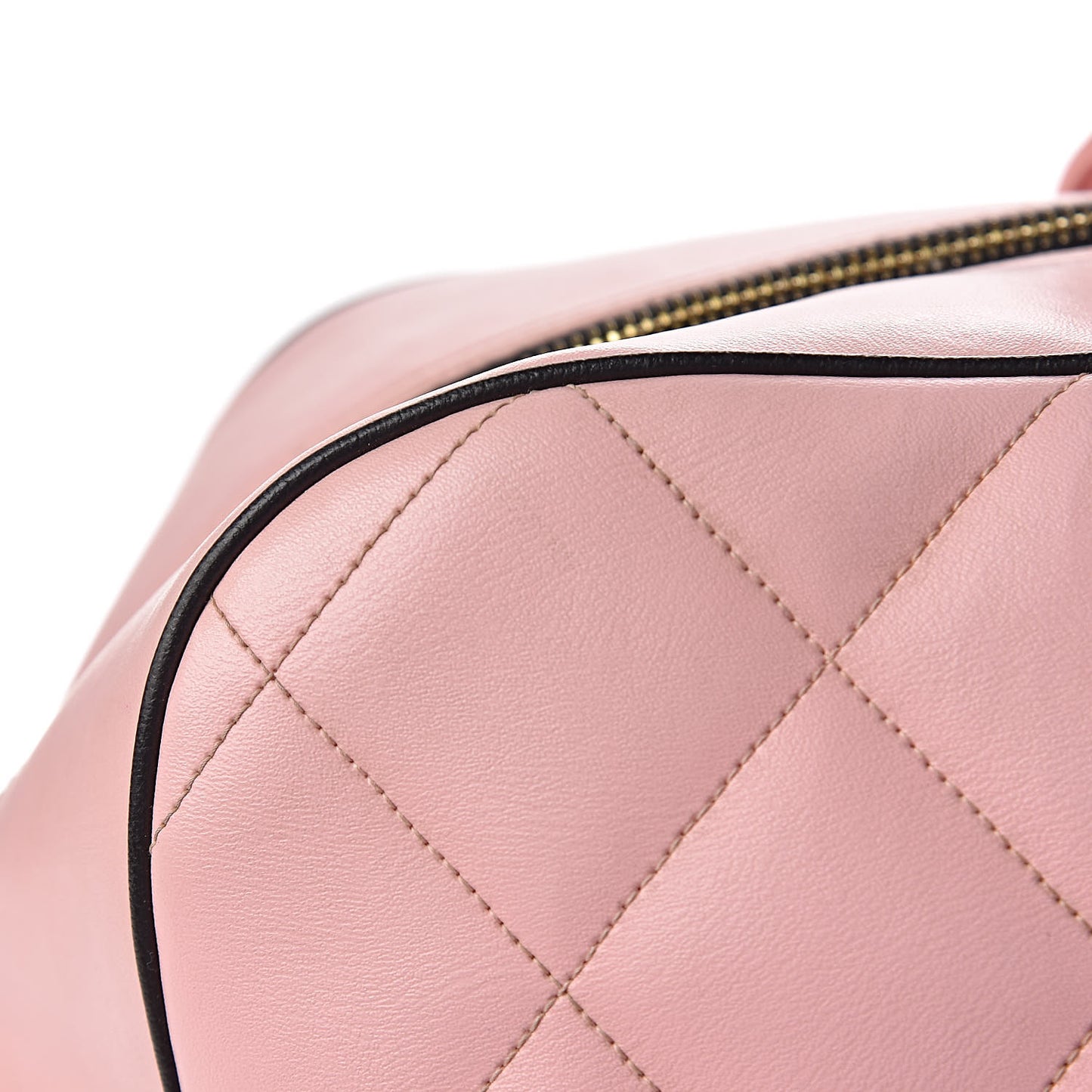 Calfskin Quilted Large Bowler Pink