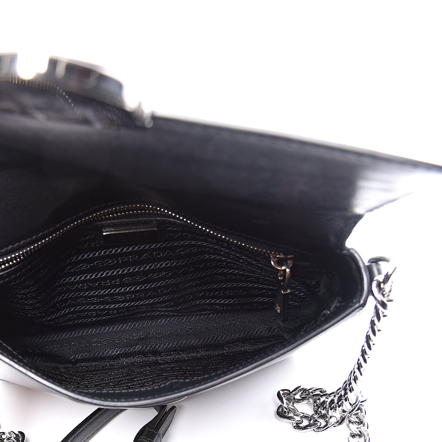 Prada Soft Calfskin Chain Flap Black 4 of 9