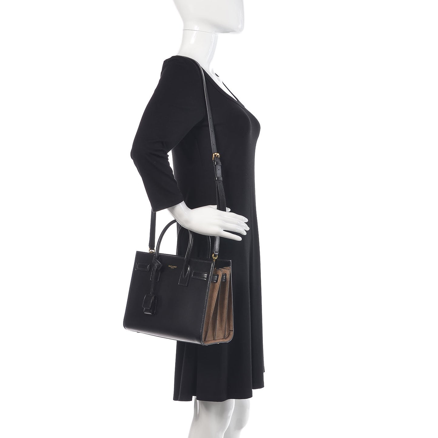 Calfskin Suede Baby Sac De Jour Black Beige