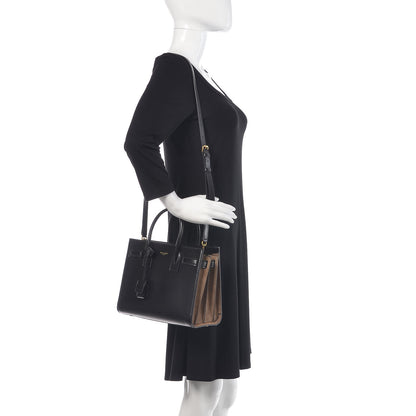Saint Laurent Calfskin Suede Baby Sac De Jour Black Beige 2 of 9