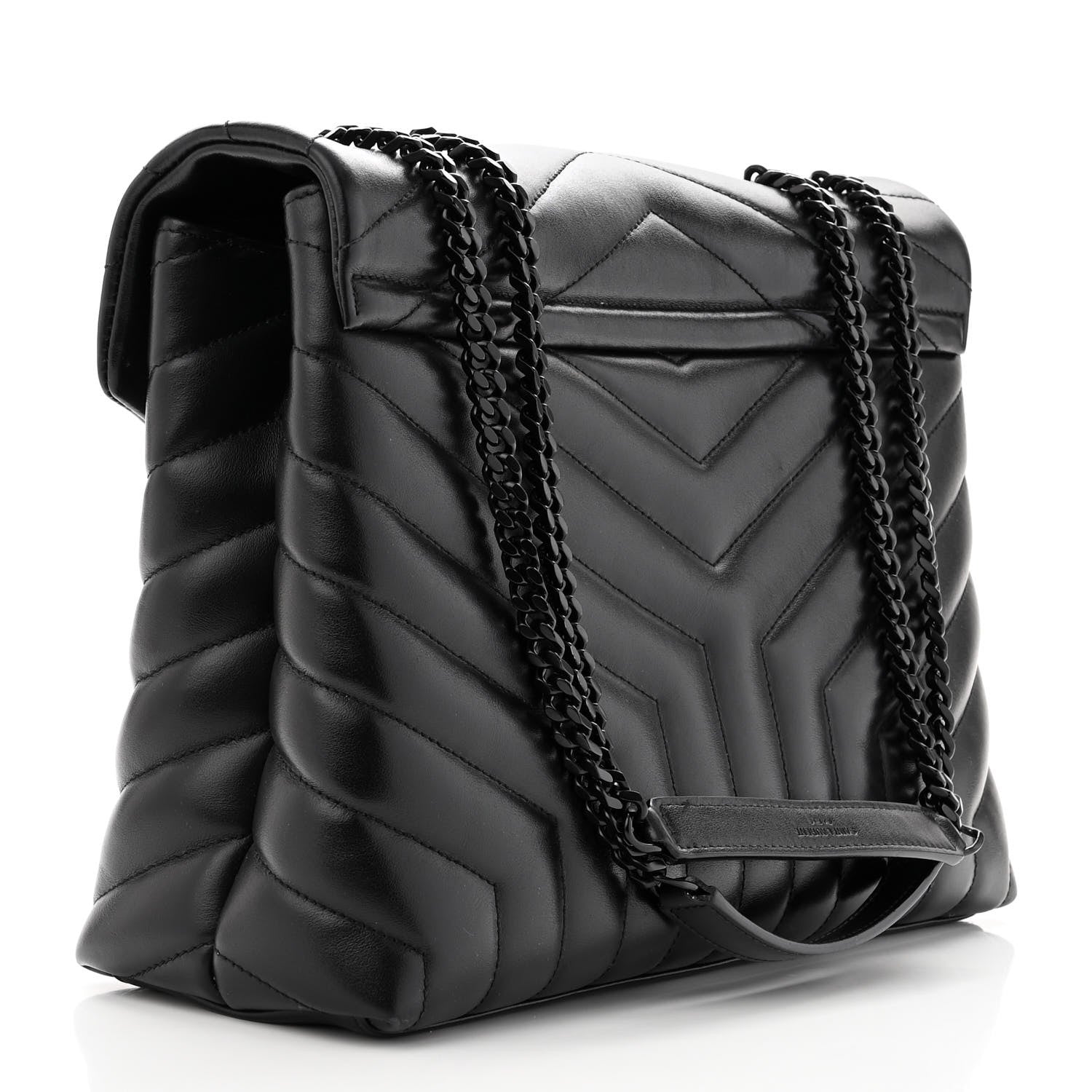 Saint Laurent Calfskin Y Quilted Monogram Monochrome Medium Loulou Chain Satchel Black 2 of 9