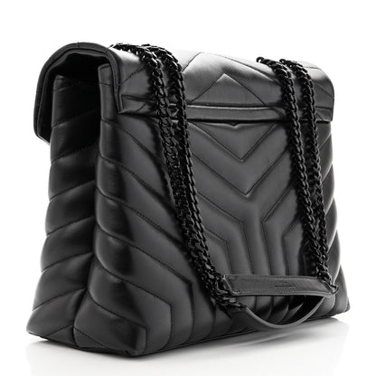 Saint Laurent Calfskin Y Quilted Monogram Monochrome Medium Loulou Chain Satchel Black 2 of 9