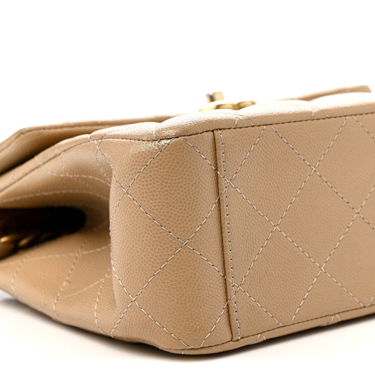 Caviar Quilted 31 Rue Cambon Top Handle Flap Dark Beige