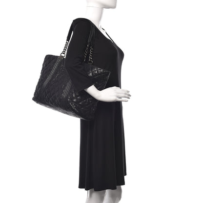 Chanel Goatskin Quilted Large Gentle Boy Shopping Tote Black 2 of 11