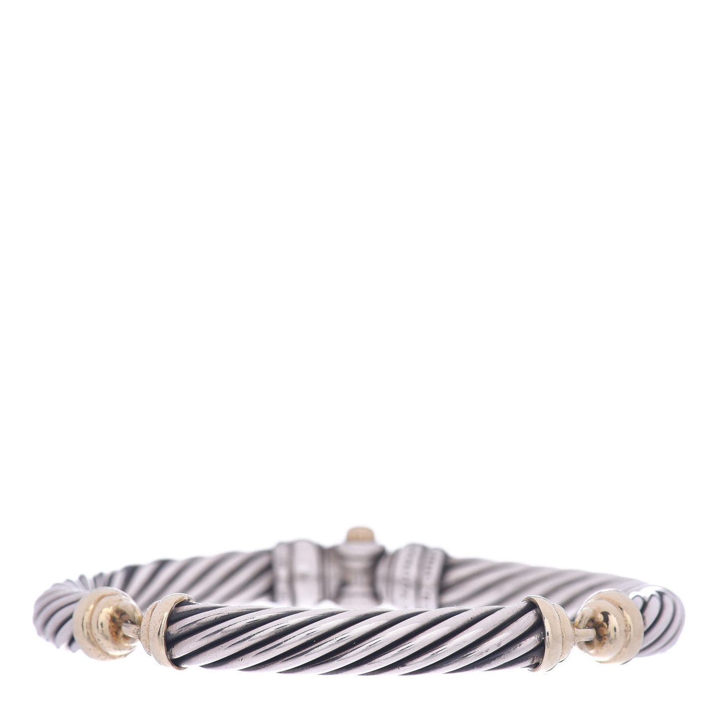 Sterling Silver 14K Yellow Gold 7mm Metro Cable Bracelet