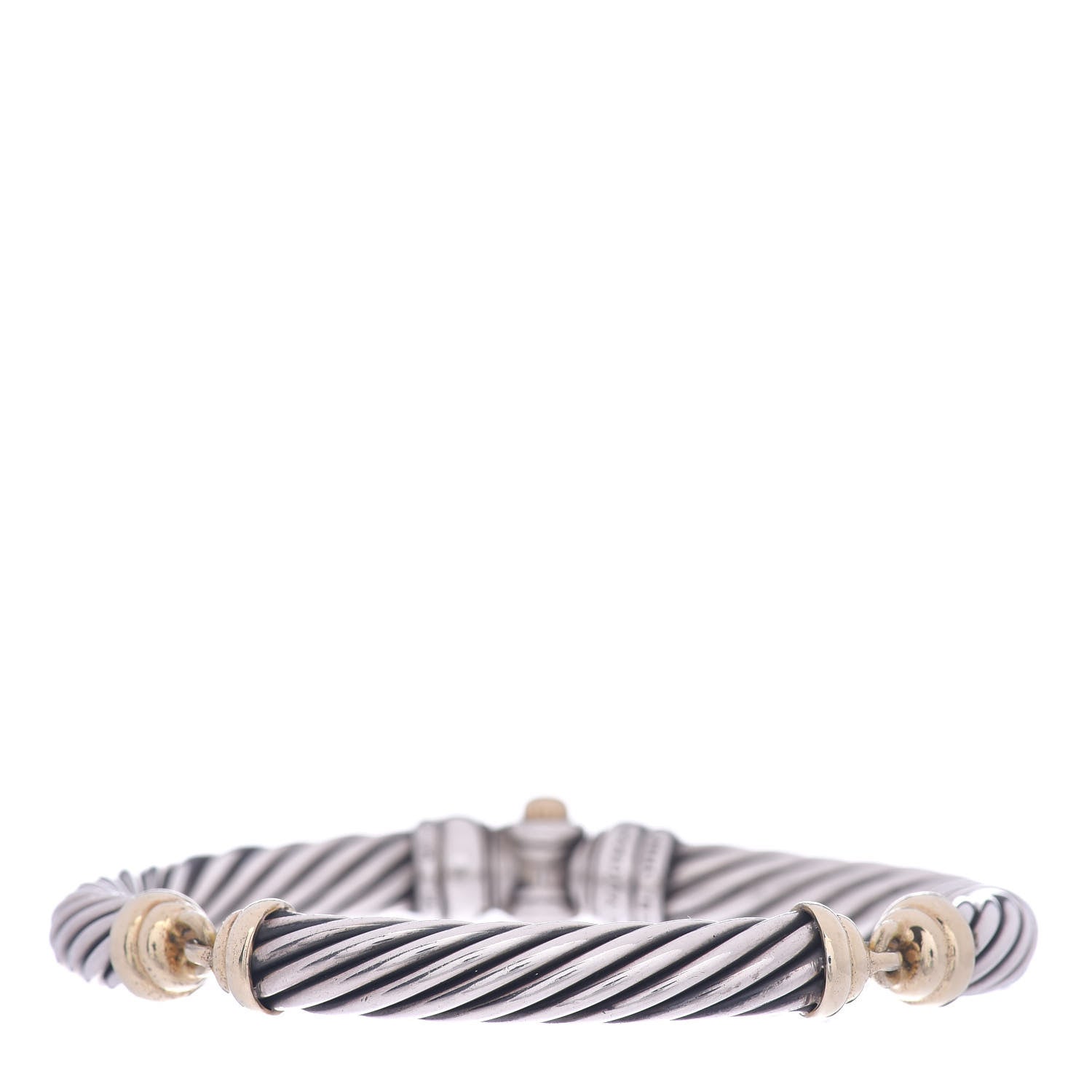 David Yurman Sterling Silver 14K Yellow Gold 7mm Metro Cable Bracelet 1 of 4