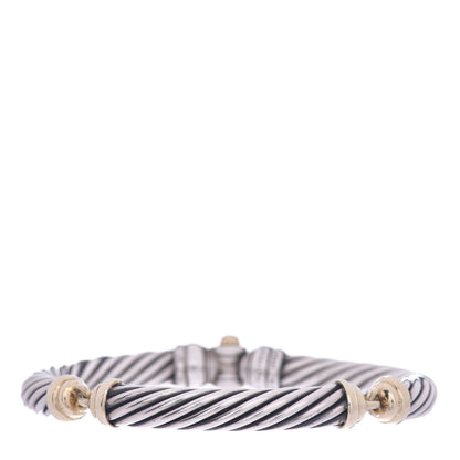 David Yurman Sterling Silver 14K Yellow Gold 7mm Metro Cable Bracelet 1 of 4