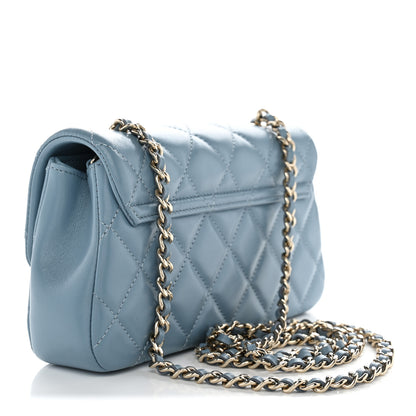 Chanel Lambskin Quilted Rectangular Phone Holder Clutch With Chain Dark Blue 3 of 11