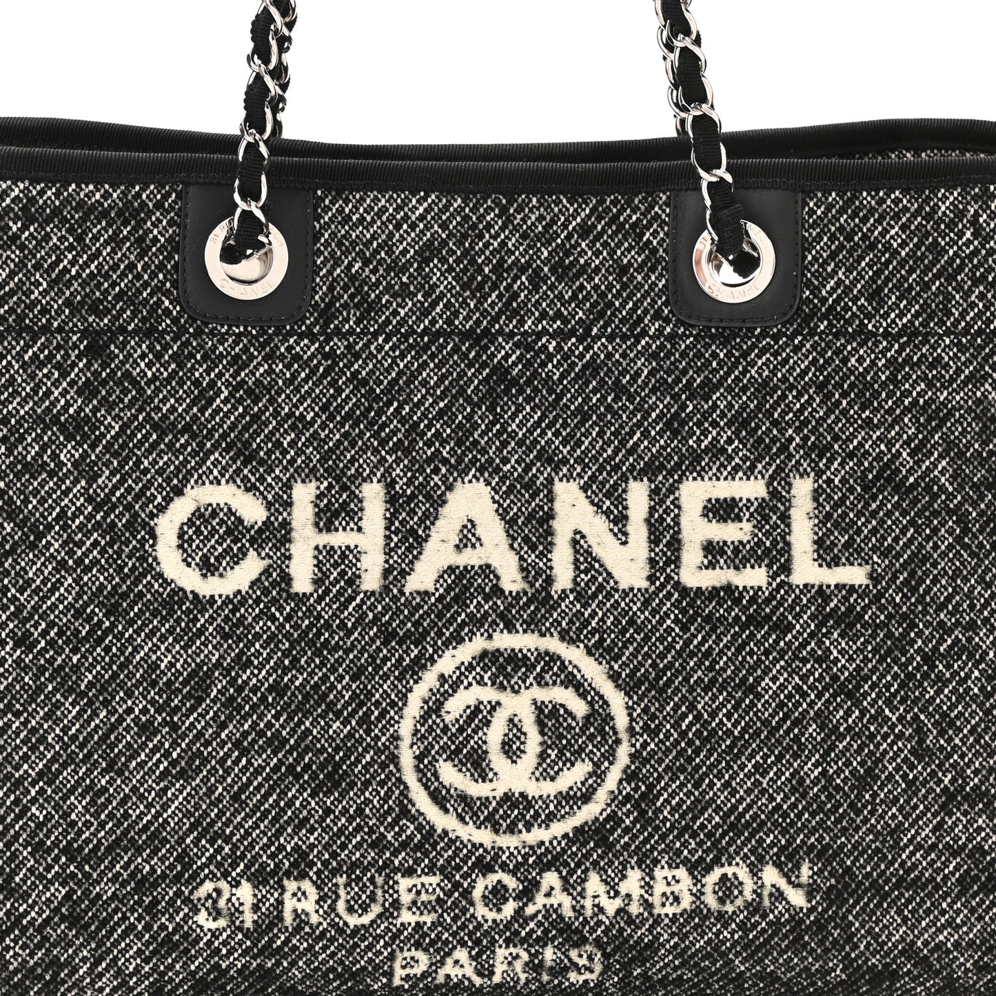 Mixed Fibers Calfskin Small Deauville Tote Black