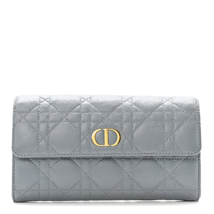 Christian Dior Supple Calfskin Cannage Caro Orchid Long Wallet Cloud Blue 1 of 12