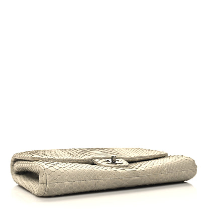 Chanel Snakeskin Clutch With Chain Flap Light Grey 4 of 13