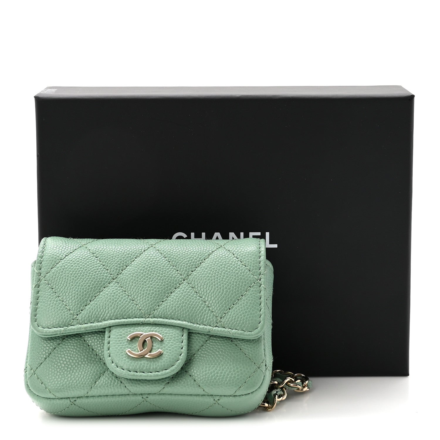 Chanel Caviar Quilted Mini Chain Belt Bag Light Green 12 of 12