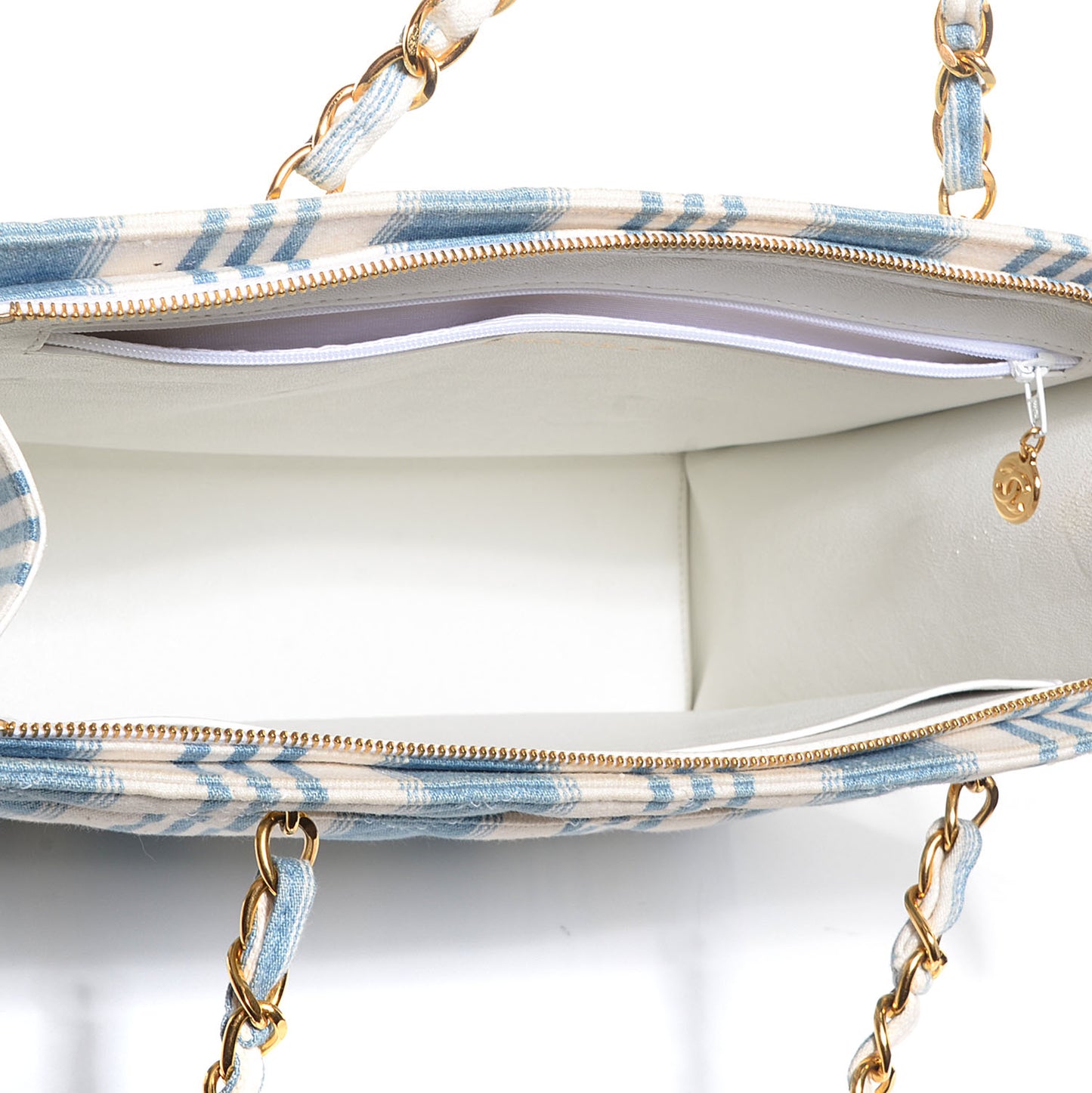 Denim Striped Shoulder Bag