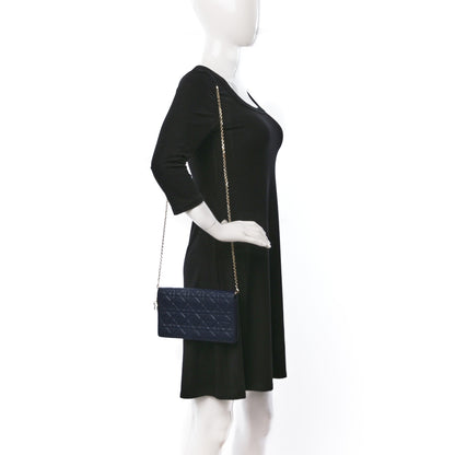 Christian Dior Lambskin Cannage Lady Dior Pouch Navy 2 of 8