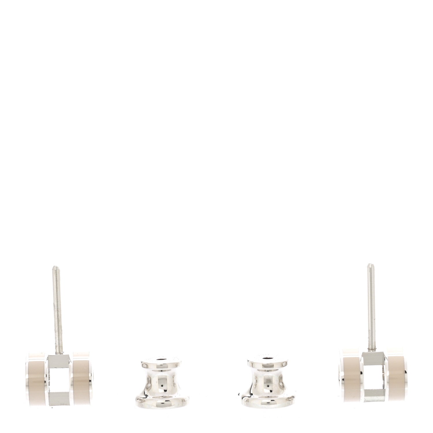 Hermes Palladium Lacquered Mini Pop H Earrings Marron Glace 3 of 4