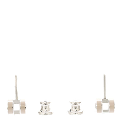 Hermes Palladium Lacquered Mini Pop H Earrings Marron Glace 3 of 4