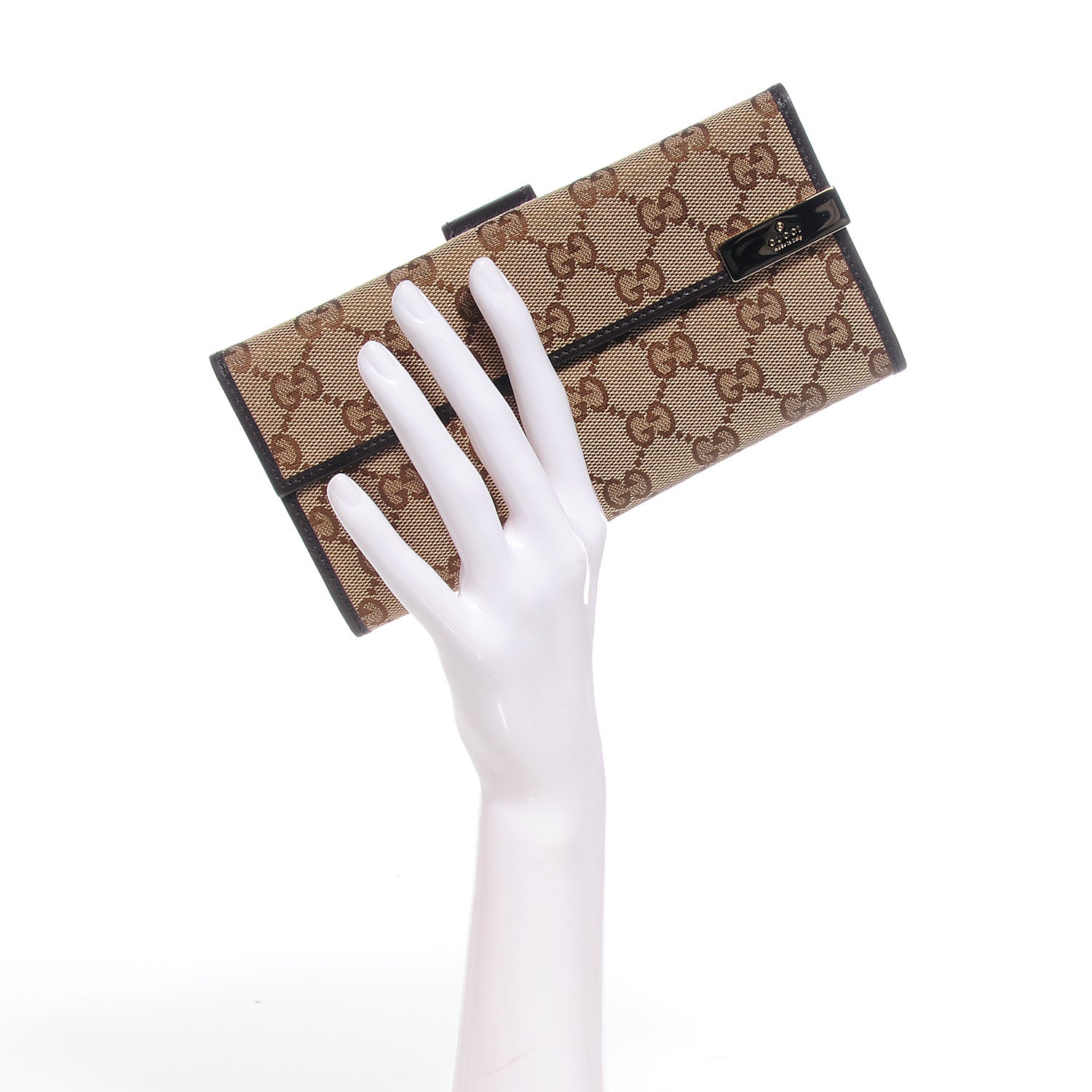 Gucci Monogram Margaux Calfskin Dice Continental Wallet Beige Ebony Dark Brown 2 of 7
