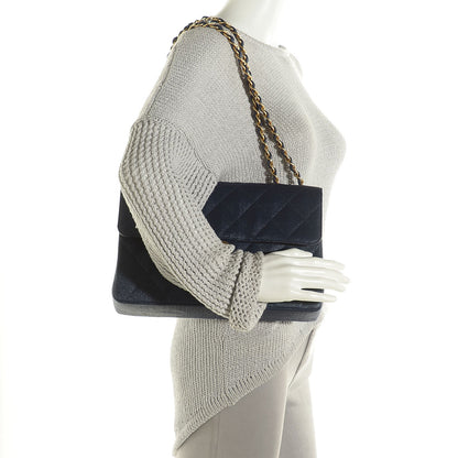 Chanel Woven Raffia Straw Jumbo Single Flap Navy 2 of 8