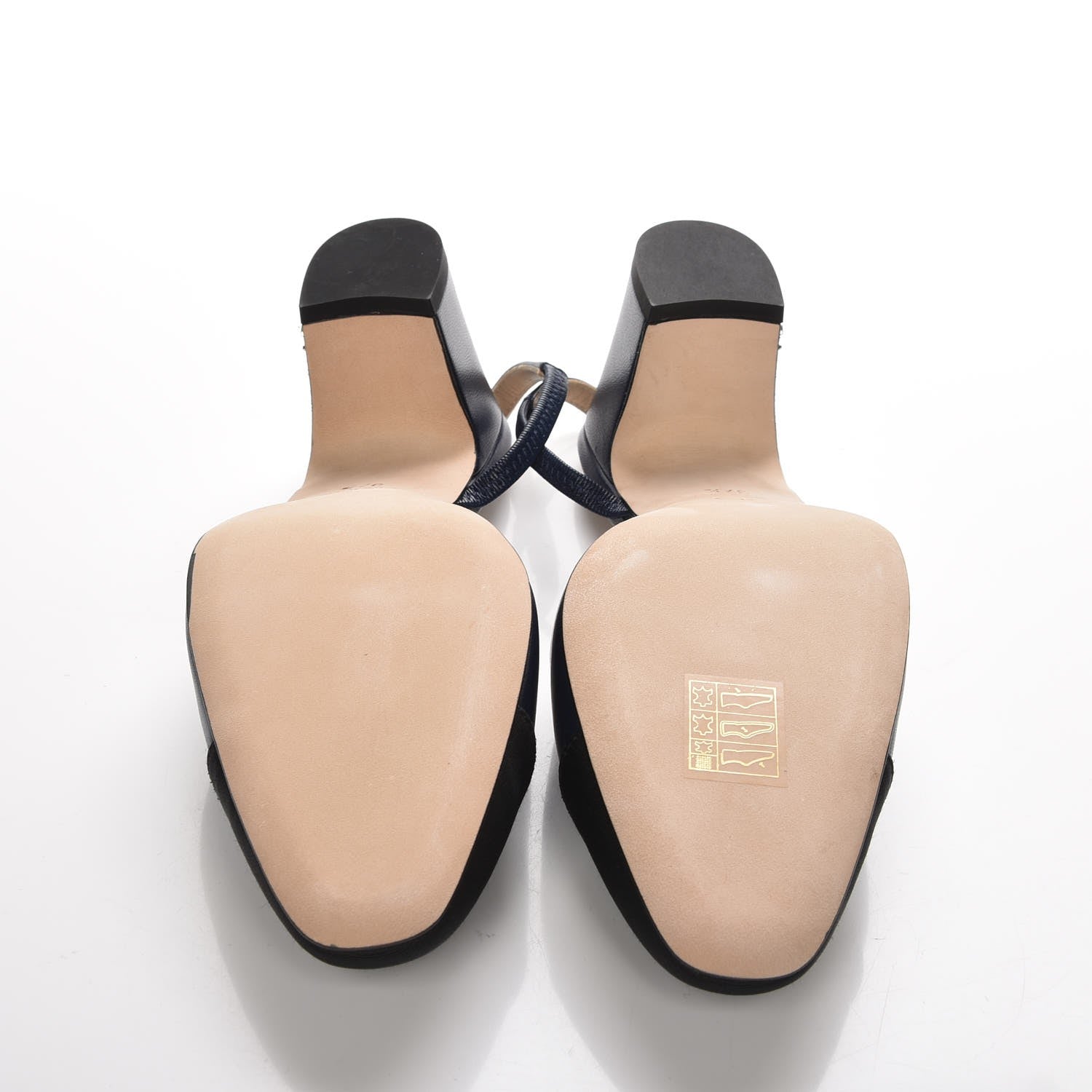 Chanel Lambskin Grosgrain Cap Toe CC Slingback Sandals 37.5 Navy Black 5 of 8