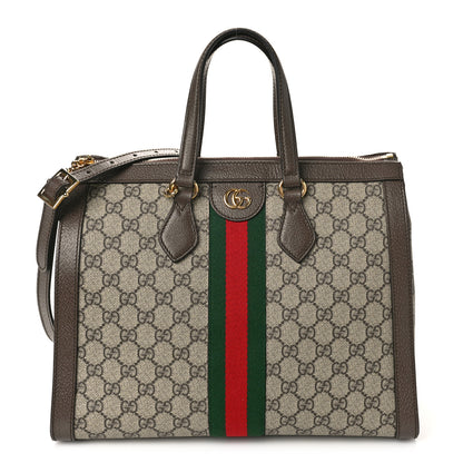 Gucci GG Supreme Monogram Web Medium Ophidia Tote Bag Brown 1 of 10