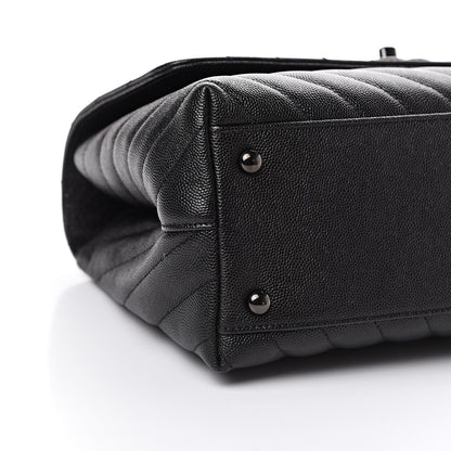 Chanel Caviar Chevron Quilted Small Coco Handle Flap So Black 8 of 10
