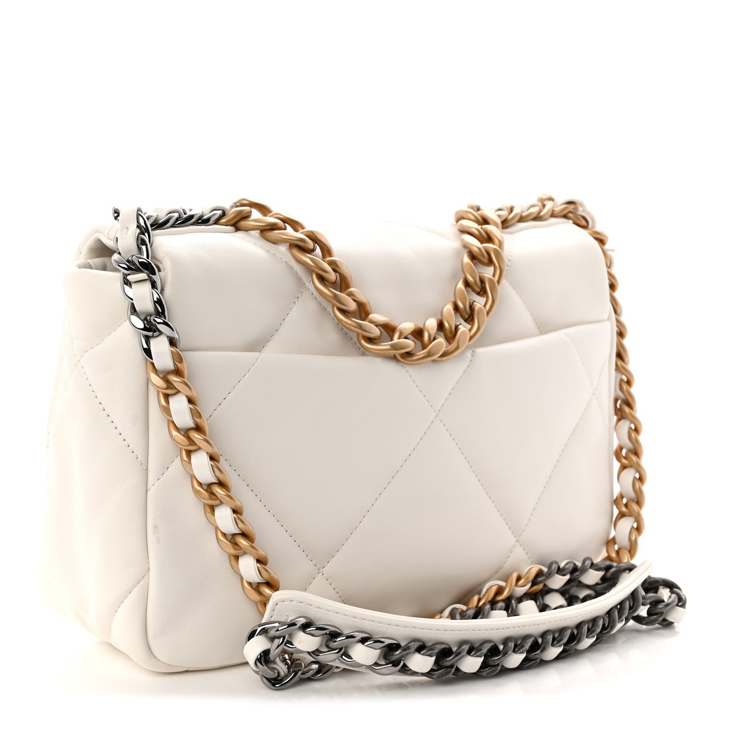 Goatskin Quilted Medium Chanel 19 Flap White