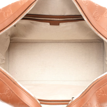 Gucci Calfskin GG Tennis Embossed Large Duffle Bag Brown 4 of 12