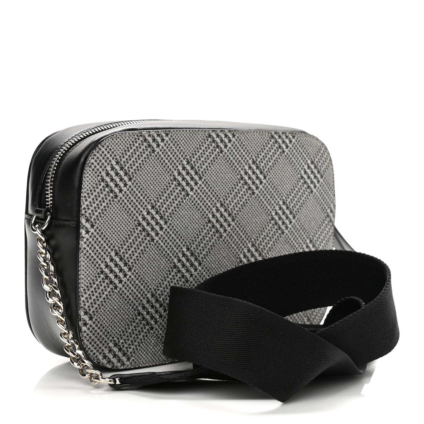 Metallic Fabric Plaid Prince Of Stars Crossbody Bag Silver Black