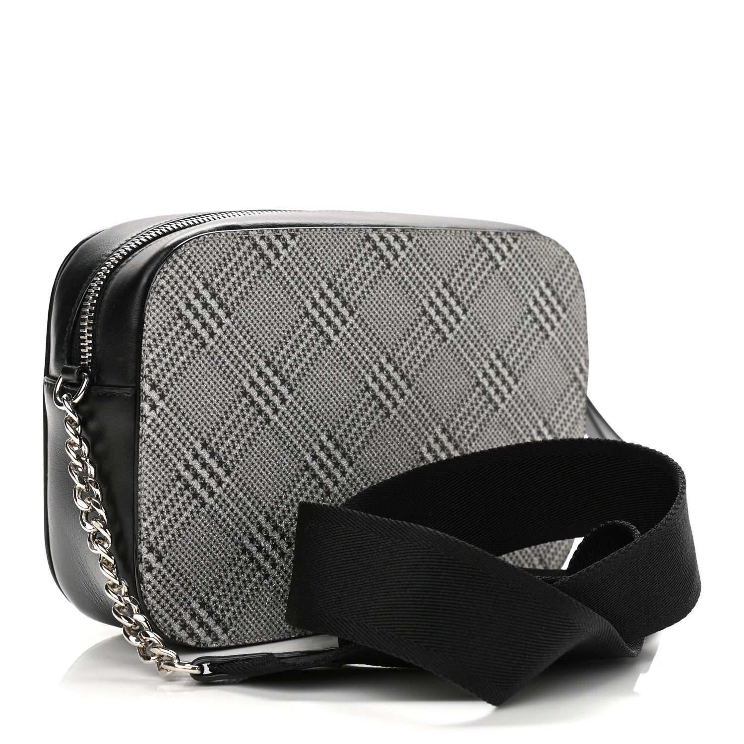 Jimmy Choo Metallic Fabric Plaid Prince Of Stars Crossbody Bag Silver Black 3 of 10