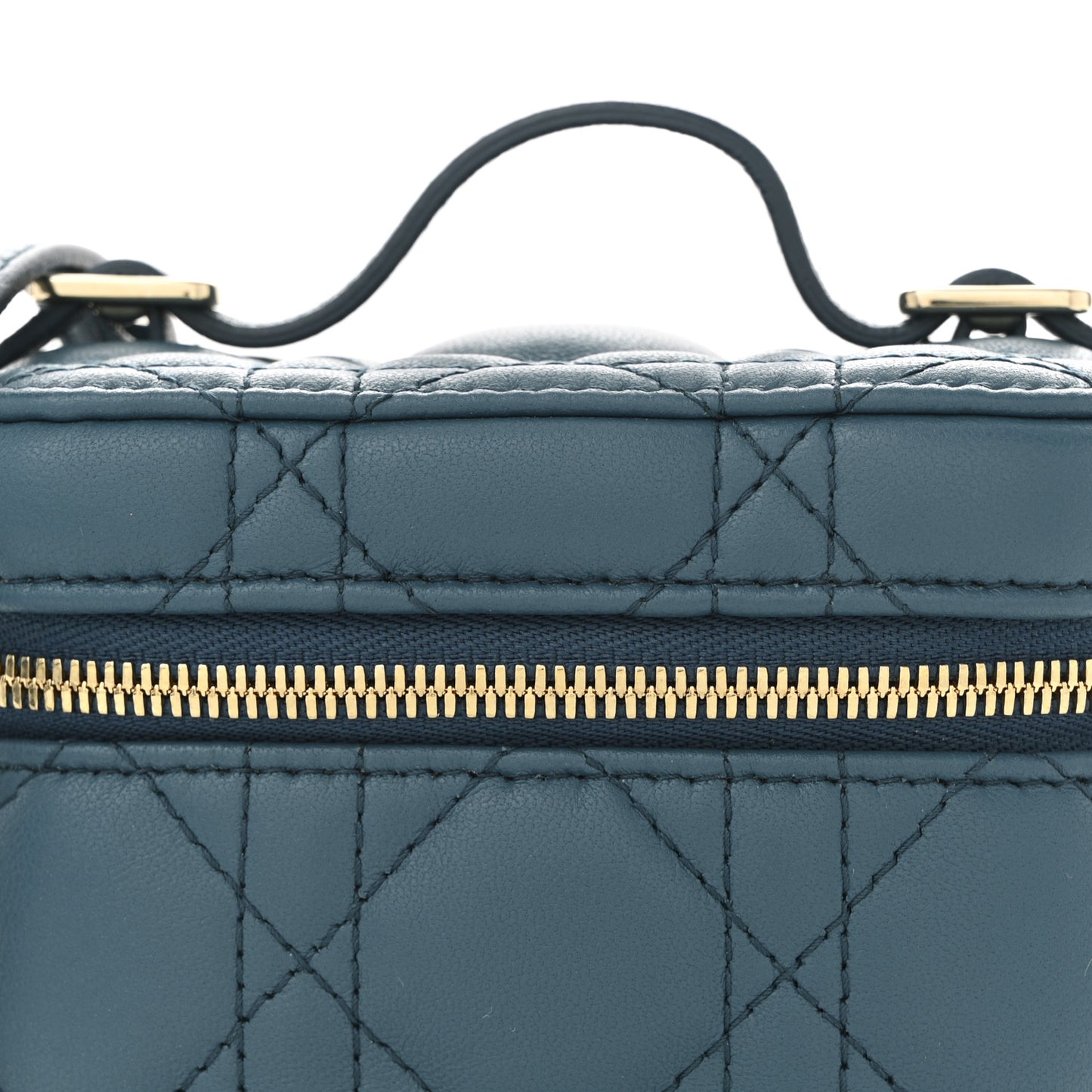 Lambskin Cannage Micro Lady Dior Vanity Case Deep Ocean