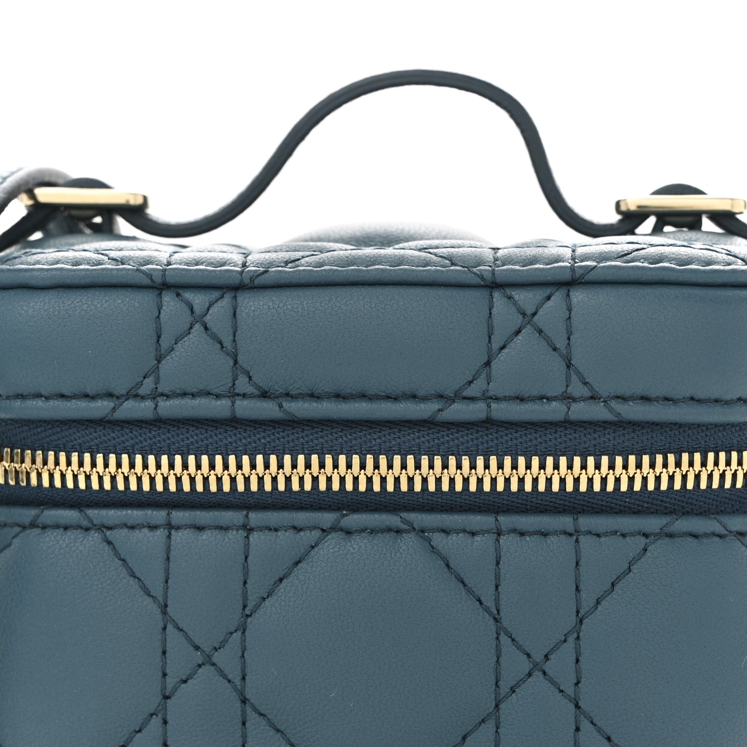 Christian Dior Lambskin Cannage Micro Lady Dior Vanity Case Deep Ocean 7 of 10