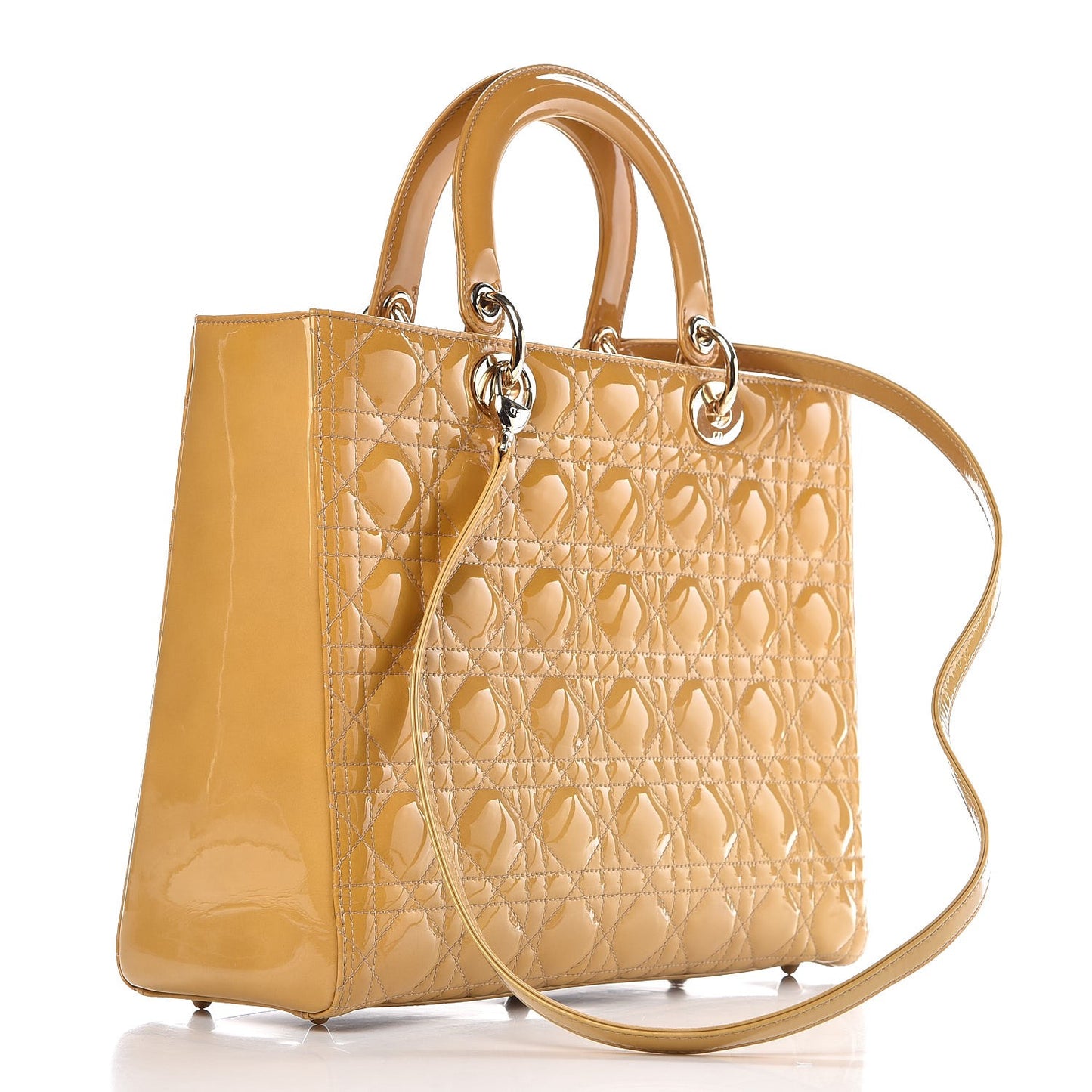 Patent Cannage Large Lady Dior Dark Beige