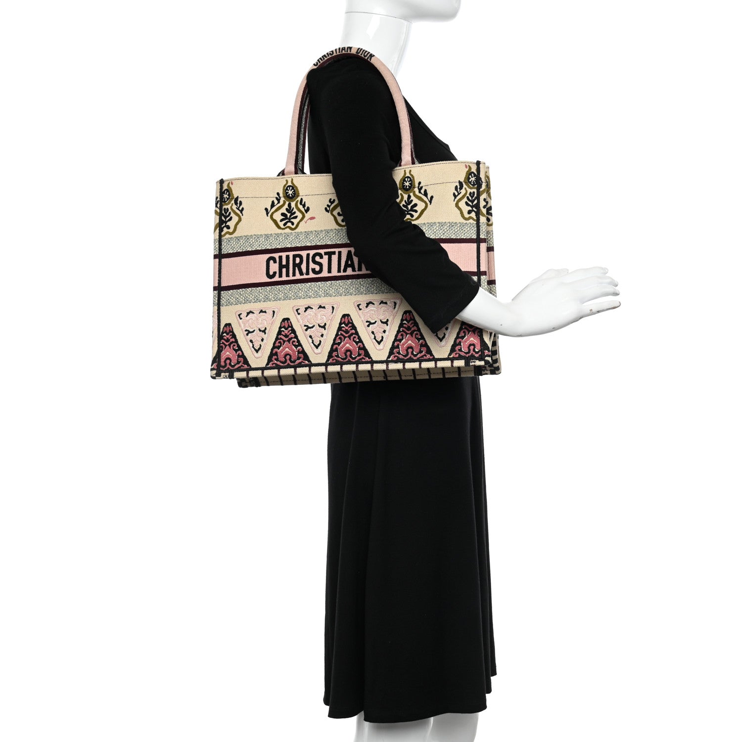 Christian Dior Canvas Embroidered Geometric Medium Book Tote Multicolor 2 of 18