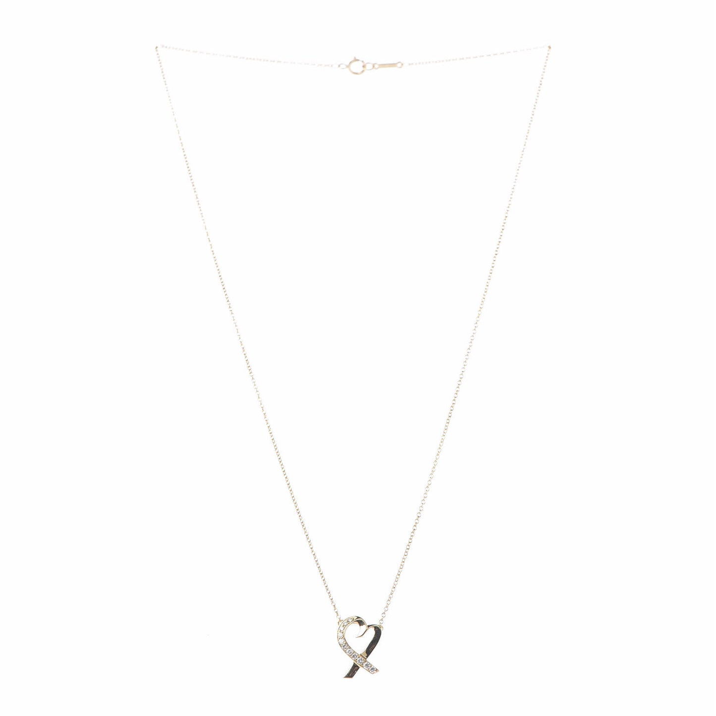 18K Yellow Gold Diamond Small Paloma Picasso Loving Heart Pendant Necklace