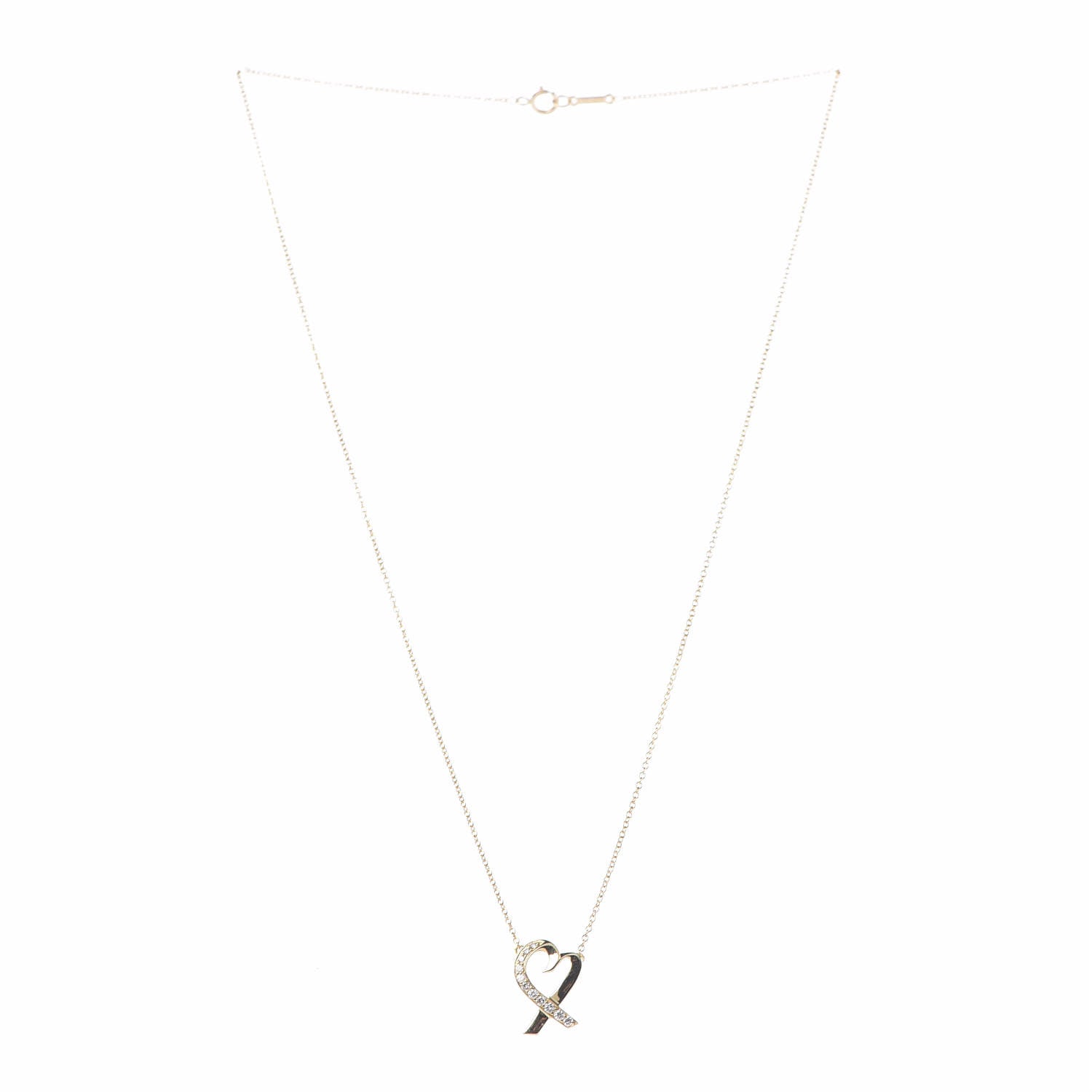 Tiffany 18K Yellow Gold Diamond Small Paloma Picasso Loving Heart Pendant Necklace 3 of 7