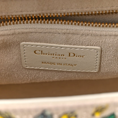 Christian Dior Calfskin Embroidered Medium Lady Dior White Multicolor 6 of 9