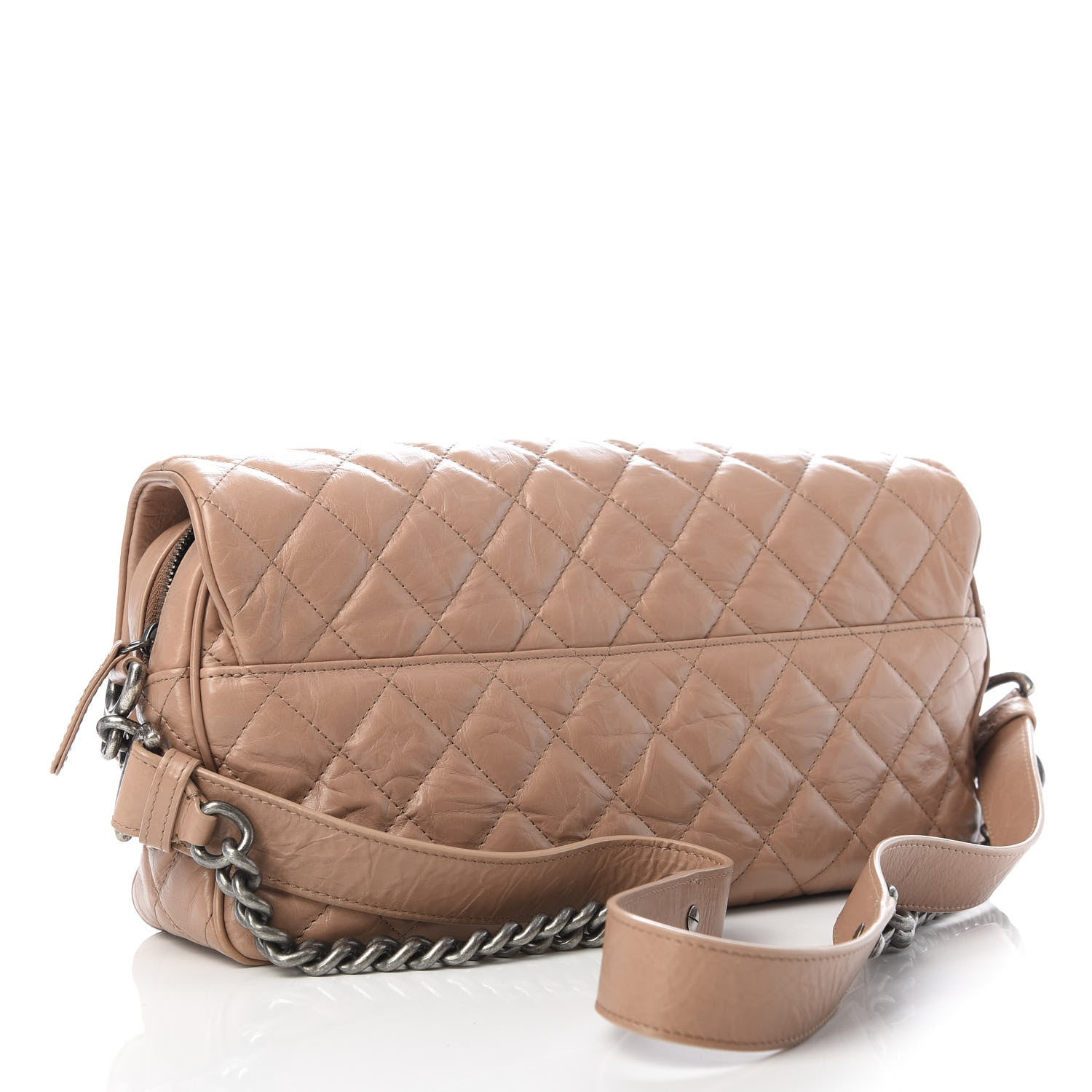 Chanel Aged Calfskin Quilted Medium Chain Detail Flap Light Brown 3 of 10