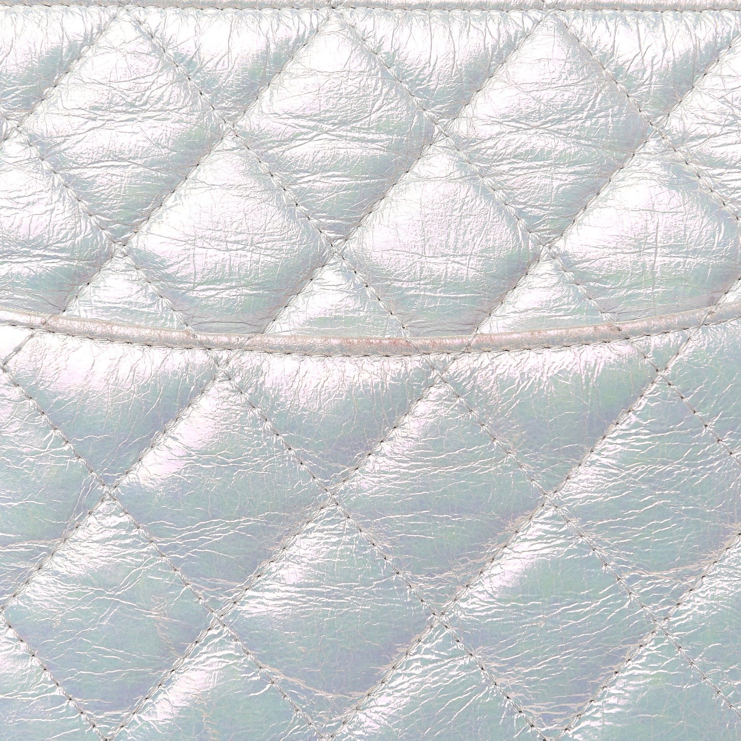 Iridescent Crumpled Calfskin CC Ripples Medium Cosmetic Case White