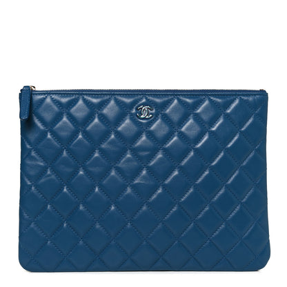 Chanel Lambskin Quilted Medium CC Cosmetic Case Blue Pink 1 of 10