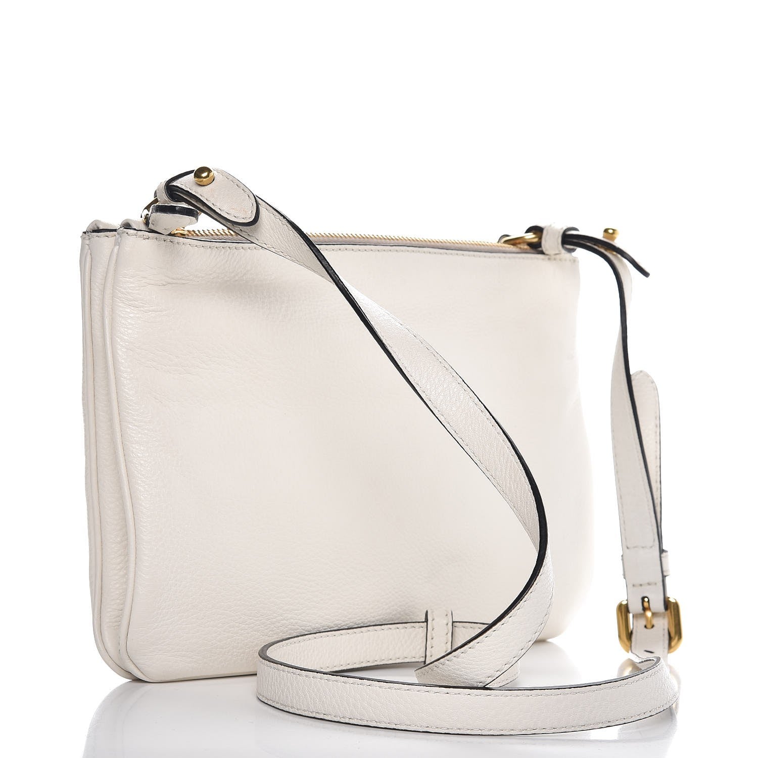 Prada Vitello Phenix Double Zip Crossbody Bag Bianco 3 of 9