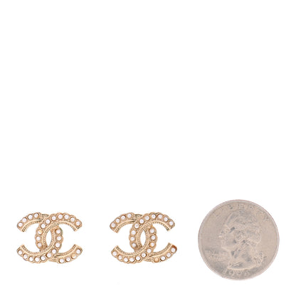 Chanel Pearl CC Earrings Light Gold 2 of 4
