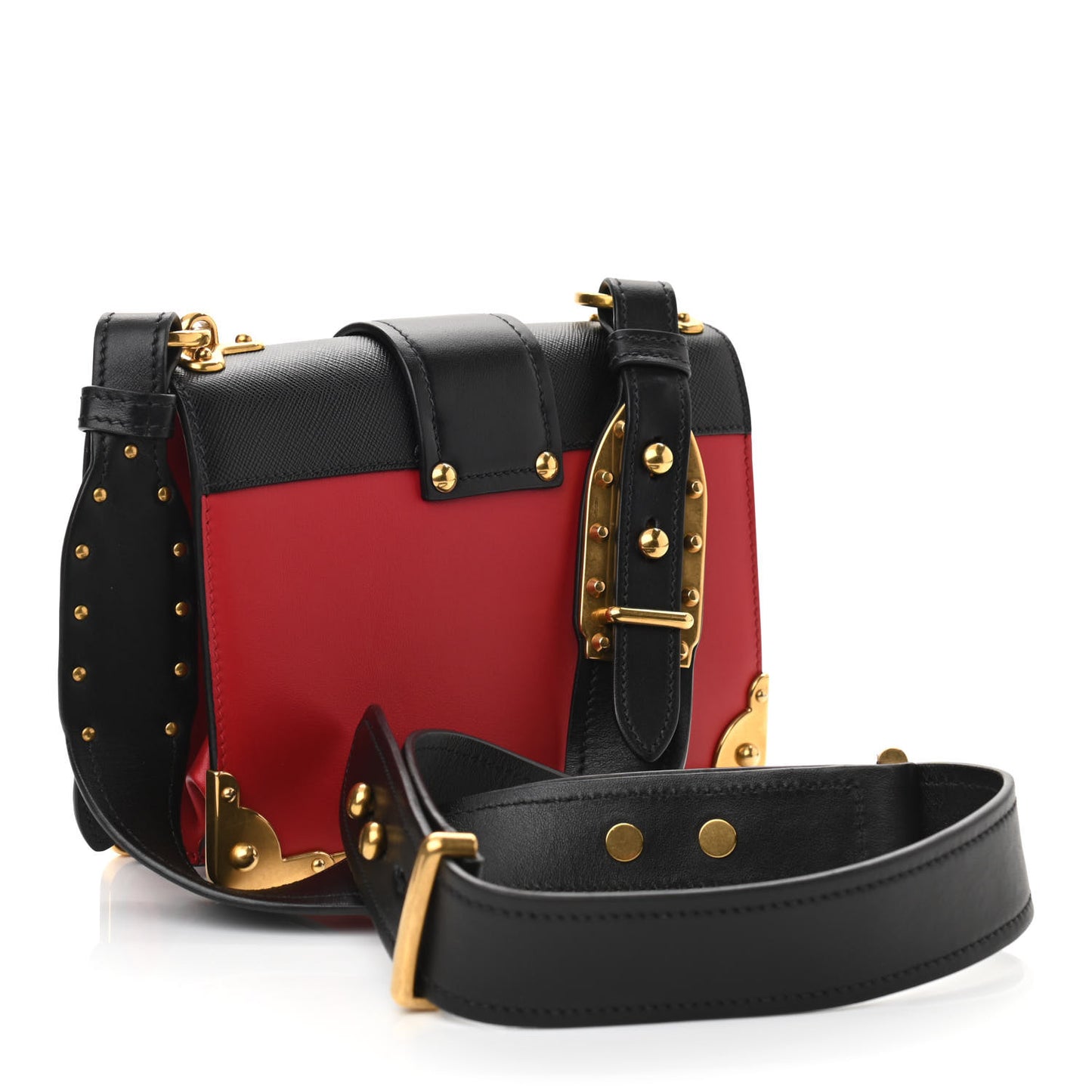 City Calfskin Saffiano Cahier Bag Fuoco Black