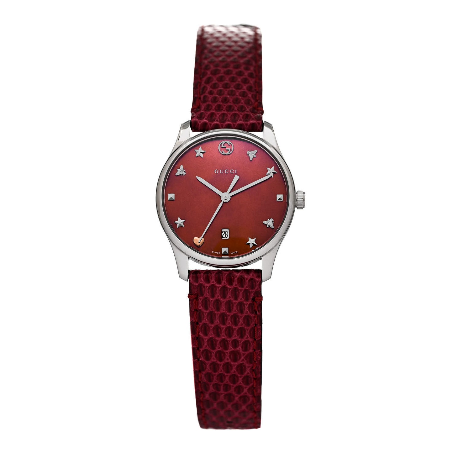Stainless Steel Lizard Red Mother of Pearl 29mm G-Timeless Charm Quartz Watch