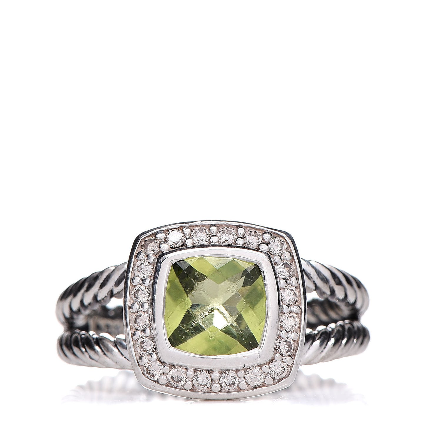 Sterling Silver Diamond Peridot 7mm Petite Albion Ring 52 6