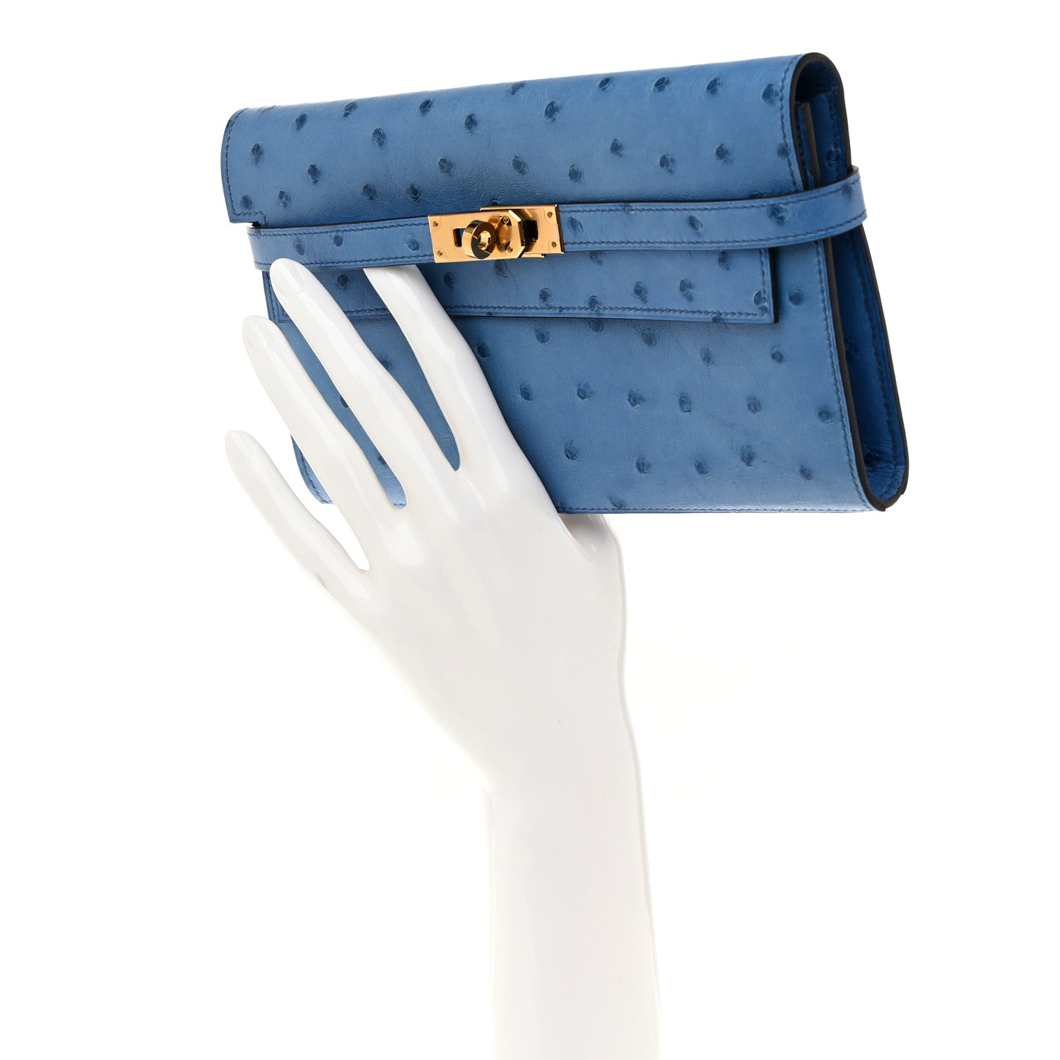 Hermes Ostrich Kelly Longue Wallet Mykonos 2 of 7