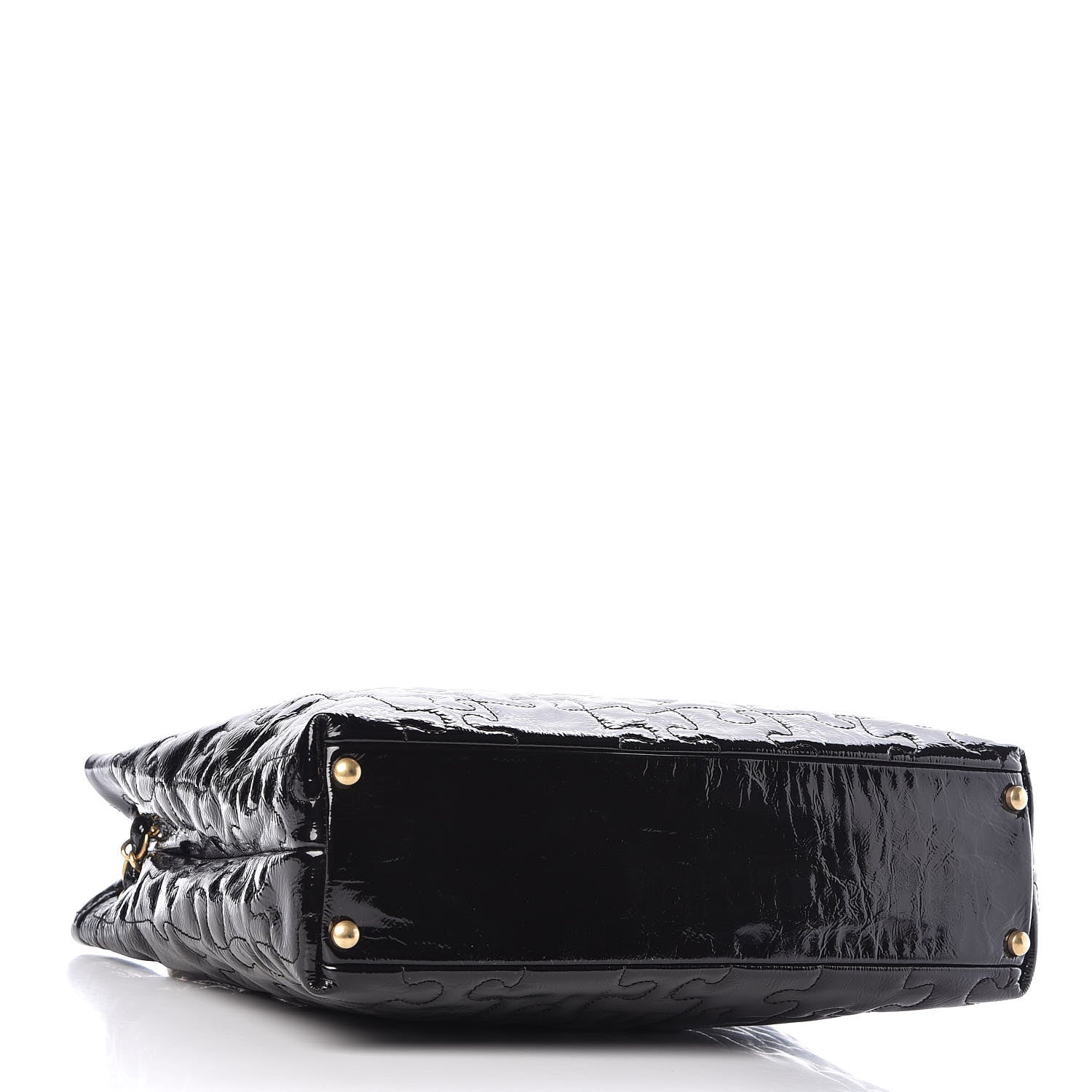 Chanel Crackled Patent Puzzle Tote Black 4 of 10