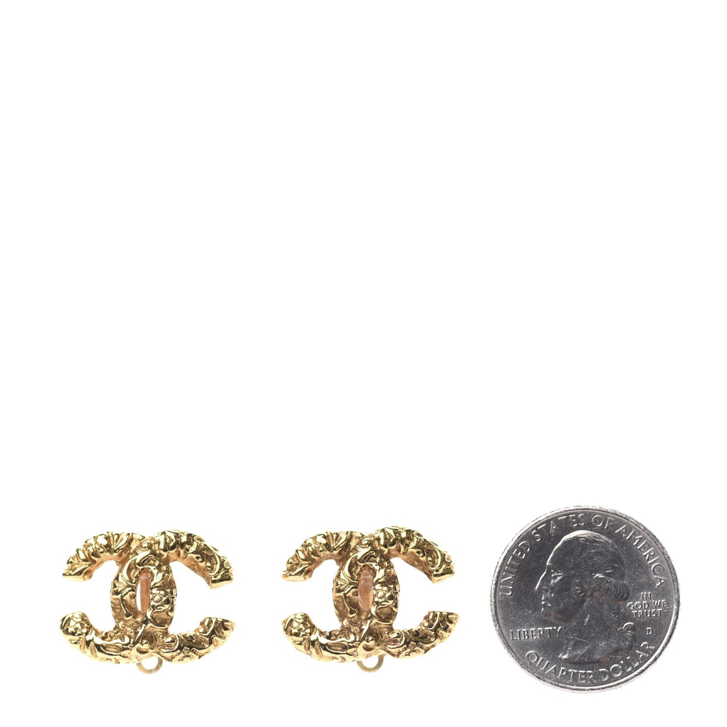 Chanel Textured CC Clip On Earrings Gold 2 of 5
