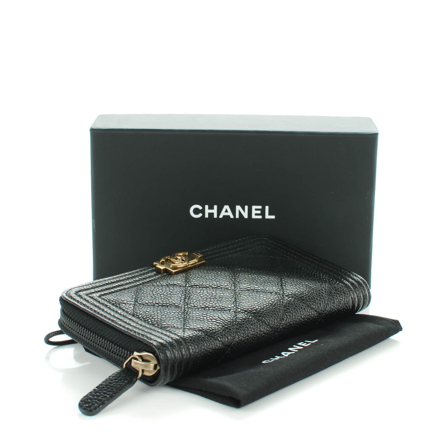 Chanel Caviar Quilted Small Boy Zip Around Wallet Black 4 of 8